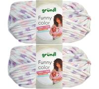 Gründl Funny Color Lot de 2 pelotes de fil chenille de 100 g avec instructions pour Funny Bunny (01 couleur rose violet)
