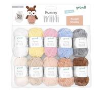 Gründl Funny Mini Shades of Pastel Laine, Polyester, 0,15 kg, Set de 10 Pièces