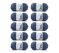 Gründl Funny uni, fil pour aiguilles & crochet (fil chenille à l’aspect velouté 100% polyester, 10 x 100 g / 120 m, grosseur d’aiguilles n° 5 à 6, 10 x 100 g), jeans