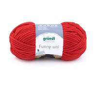 Gründl Funny Uni - Laine chenille douce pour crochet - Douce et douce pour la peau - 100% polyester - 1 pelote de 100 g / 120 m - Taille des aiguilles 5-6 - Rouge cerise