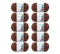 Gründl Funny uni Laine Chenille Douce pour le crochet, Polyester, Brun, 10 pelotes 100 g / 120 m, Set de 1000 Pièces