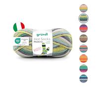 Gründl Hot Socks Madena Pelote de laine pour chaussettes 75% laine vierge (superwash) et 25% polyamide, fabriquée en Italie, 4 brins, 100 g/420 m, pour aiguilles de 2,5 mm à 3 mm, 1 x 100 g