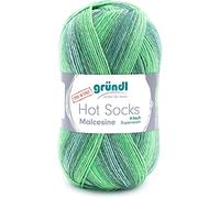 Gründl Hot Socks Malcesine Pelote de laine pour chaussettes 75% laine vierge et 25% polyamide, fabriquée en Italie, 4 brins, 100 g/420 m, pour aiguilles 2,5 mm - 3 mm, 1 x 100 g - Herbe multicolore
