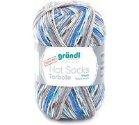 Gründl Hot Socks Torbole Pelote de laine à tricoter 4 plis pour chaussettes Bleu capri/bordeaux/blanc/bleu pétrole/graphite
