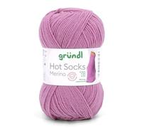 Gründl Hots Socks - Laine mérinos unie - 4 fils - 50 g / 200 m - 75 % laine vierge (laine mérinos superwash) - 25 % polyamide - Sans mulesing - Certifié Öko-Tex Standard (29 vieux rose)