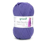 Gründl Hots Socks Merino uni, 4 fils pour chaussettes, 50 g/200 m, 75 % laine vierge (mérinos, superwash), 25 % polyamide, sans mulesing, Öko-tex Standard, (18 lila)