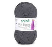 Gründl Hots Socks Merino uni - Laine pour chaussettes - 4 brins - 50 g / 200 m - 75 % laine vierge (mérinos superwash) - 25 % polyamide - Sans mulesing - Certifié Öko-Tex Standard (13 anthracite)