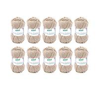 Gründl King Cotton (fil à tricoter et à crocheter doux et volumineux composé de 55% de polyacrylique et 45% de coton, 50 g / 78 m, taille d'aiguille : 6-7, 10 x 50 g), Sand