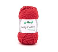 Gründl King Cotton - Pelote de fil à tricoter et à crochet doux et volumineux - 55% polyacrylique et 45% coton - 50 g / 78 m - Taille des aiguilles : 6-7 - 1 x 50 g - Rouge