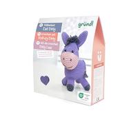 Gründl Kit au crochet - Doudou girafe Gina, âne Eddy, Robbe Robby ou Tigre Timmy - 14-18 cm - Kit de bricolage complet avec instructions (français non garanti) (âne Eddy)