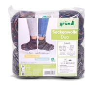 Gründl laine à chaussettes Duo - fil à tricoter pour 2 paires de chaussettes - résistant et agréable à porter - 75% laine,25% polyamide - 2 pelotes 100g/420 m - taille d’aiguille 2,5-3 - rouge-crème