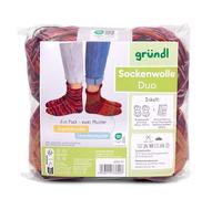 Gründl laine à chaussettes Duo - fil à tricoter pour 2 paires de chaussettes -résistant et agréable à porter - 75% laine,25% polyamide - 2 pelotes 100g/420 m - taille d’aiguille 2,5-3 - fuchsia-bleu