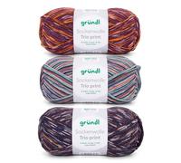 Gründl laine à chaussettes Trio - fil à tricoter pour 3 paires de chaussettes -résistant et agréable à porter - 75% laine,25% polyamide - 3 pelotes 100g/420 m - taille d’aiguille 2,5-3 - violet aqua