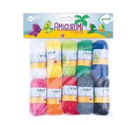 Gründl Laine Amigurumi - laine fine pour crocheter de petites figurines - brillante et respectueuse de la peau - 100 % coton - 10 mini-pelotes 10 g / 23 m - taille d’aiguille 3-4Multicolore