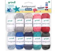 Gründl laine Amigurumi kit - Mini pelotes pour crocheter de petites figurines - Kit crochet 100% coton - Fil de coton 10 x 10 g / 23 m - Maritime