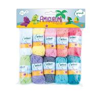 Gründl Laine Amigurumi - laine fine pour crocheter de petites figurines - brillante et respectueuse de la peau - 100 % coton - 10 mini-pelotes 10 g / 23 m - taille d’aiguille 3-4Couleurs pastel