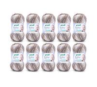 Gründl Laine Baby color - baby yarn for crocheting and knitting with color gradation - 70% acrylic, 30% polyamide - 10 balls 50 g/150 m - needle size 3.5-4.5 Nougat-tin-amber