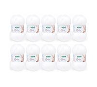 Gründl Laine Baby uni - Laine bébé Douce pour Crocheter et Tricoter-Douce et agréable pour la Peau - 70% polyacrylique, 30% Polyamide - 10 pelotes 50 g / 150 -Taille d’Aiguille 3,5 - 4,5 - Bianco