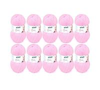 Gründl Laine Baby uni - laine bébé douce pour crocheter et tricoter-douce et agréable pour la peau - 70 % polyacrylique, 30 % polyamide - 10 pelotes 50 g / 150 -taille d’aiguille 3,5 - 4,5 - Rose