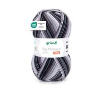 Gründl Laine Big Mamma Print - Laine XXL à tricoter - grosse pelote 400 g / 1040 m - dégradé de laine en 100% polyacrylique - anthracite-gris pierre-gris souris-blanc
