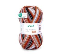 Gründl Laine Big Mamma Print - Laine XXL à tricoter - grosse pelote 400 g / 1040 m - dégradé de laine en 100% polyacrylique - rouge feu citrouille-gris clair-anthracite-blanc