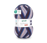 Gründl Laine Big Mamma Print - Laine XXL à tricoter - grosse pelote 400 g / 1040 m - dégradé de laine en 100% polyacrylique - bleu denim-noisette-greige