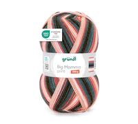 Gründl Laine Big Mamma Print - Laine XXL à tricoter - grosse pelote 400 g / 1040 m - dégradé de laine en 100% polyacrylique - pêche-rouille rouge-pin vert-blanc