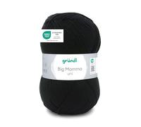 Gründl Laine Big Mamma uni - Laine XXL à tricoter - Fil à tricoter - Doux et agréable pour la peau - 100% acrylique - 1 pelote 400 g / 1040 m - Taille d’aiguille 3,5-4,5 -Noir