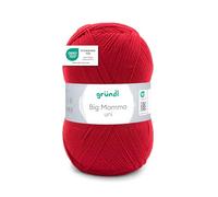 Gründl Laine Big Mamma uni - Laine XXL à tricoter - Fil à tricoter - Doux et agréable pour la peau - 100% acrylique - 1 pelote 400 g / 1040 m - Taille d’aiguille 3,5-4,5 -Rouge