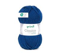 Gründl Laine Classico - laine épaisse pour tricoter et crocheter - douce et respectueuse de la peau - 50% laine mérinos, 50% acrylique - 1 pelote 50 g / 120 m - taille d’aiguille 3,5-4,5 - Marin