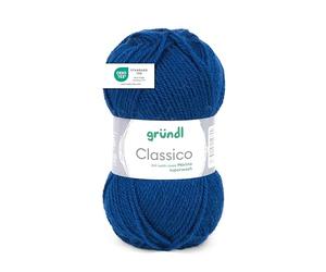 Gründl Laine Classico - laine épaisse pour tricoter et crocheter - douce et respectueuse de la peau - 50% laine mérinos, 50% acrylique - 1 pelote 50 g / 120 m - taille d’aiguille 3,5-4,5 - Marin