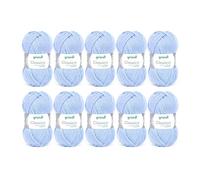 Gründl Laine Classico - Laine épaisse pour Tricoter et Crocheter - respectueuse de la Peau - 50% Laine mérinos, 50% Acrylique - 10 pelotes 50 g / 120 m - Taille d’Aiguille 3,5-4,5 - Bleu Clair