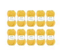 Gründl Laine Classico - Laine épaisse pour Tricoter et Crocheter -respectueuse de la Peau - 50% Laine mérinos, 50% Acrylique - 10 pelotes 50 g / 120 m - Taille d’Aiguille 3,5-4,5 - Moutarde