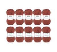 Gründl Lana Classico (Fil à Tricoter certifié Oeko-TEX® 50% Laine Vierge (mérinos) et 50% polyacrylique, 50 g/120 m, Aiguilles : 3,5-4,5, 10 pelotes x 50 g), Marron Moyen