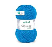 Gründl Laine Classico - laine épaisse pour tricoter et crocheter - respectueuse de la peau - 50% laine mérinos, 50% acrylique - 1 pelote 50 g / 120 m - taille d’aiguille 3,5-4,5 - bleu gentiane