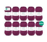 Gründl Laine Classico - Laine épaisse pour Tricoter et Crocheter - respectueuse de la Peau - 50% Laine mérinos, 50% Acrylique - 10 pelotes 50 g / 120 m - Taille d’Aiguille 3,5-4,5 - Bordeaux