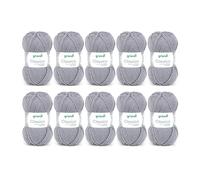 Gründl Laine Classico - laine épaisse pour tricoter et crocheter - respectueuse de la peau - 50% laine mérinos, 50% acrylique - 10 pelotes 50 g / 120 m - taille d’aiguille 3,5-4,5 - anthracite