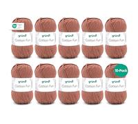 Gründl Laine Cotton Fun - laine pour crocheter - fil à tricoter - facile d’entretien et agréable pour la peau - 100 % coton - 10 pelotes 50 g / 115 m - taille d’aiguille 3 - 4 - nougat
