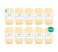 Gründl Cotton Fun fil à tricoter/ fil à crocheter (fil doux en 100% coton, certifié OEKO-TEX, 50 g/115 m, taille d'aiguille : 3-4, 1 pelote à 50 g), jaune pastel