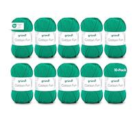 Gründl Cotton Fun fil à tricoter/ fil à crocheter (fil doux en 100% coton, certifié OEKO-TEX, 50 g/115 m, taille d'aiguille : 3-4, 1 pelote à 50 g), vert gazon