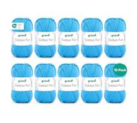 Gründl Laine Cotton Fun - laine pour crocheter - fil à tricoter - facile d’entretien et agréable pour la peau - 100% coton - 10 pelotes 50 g / 115 m - taille d’aiguille 3-4 - Blu Cielo