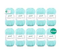 Gründl Laine Cotton Fun - laine pour crocheter - fil à tricoter - facile d’entretien et agréable pour la peau - 100% coton - 10 pelotes 50 g / 115 m - taille d’aiguille 3-4 - menthe