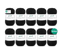 Gründl Laine Cotton Fun - laine pour crocheter - fil à tricoter - facile d’entretien et agréable pour la peau - 100 % coton - 10 pelotes 50 g / 115 m - taille d’aiguille 3 - 4 - noir