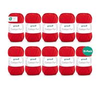 Gründl Laine Cotton Fun - laine pour crocheter - fil à tricoter - facile d’entretien et agréable pour la peau - 100% coton - 10 pelotes 50 g / 115 m - taille d’aiguille 3-4 - rouge signal