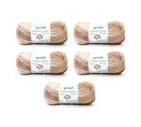 Gründl laine Cotton Quick Batik Fil à tricoter/fil à crocheter (fil dégradé 100% coton, certifié OEKO-TEX, 100 g / 260 m, taille des aiguilles : 3-4, 5 x 100 g), Beige marron naturel