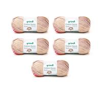 Gründl Laine Cotton Quick Batik - laine fine pour le crochet avec dégradé de couleurs - brillante et respectueuse de la peau - 100% coton - 5 pelotes 100 g / 260 m - taille d’aiguille 3-4 Beige-maron