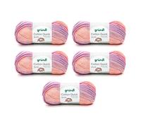 Gründl Laine Cotton Quick Batik - laine fine pour le crochet avec dégradé de couleurs - brillante et respectueuse de la peau - 100% coton - 5 pelotes 100 g / 260 m - taille d’aiguille 3-4 Crème-rose