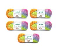 Gründl laine Cotton Quick Batik Fil à tricoter/fil à crocheter (fil dégradé 100% coton, certifié OEKO-TEX, 100 g / 260 m, taille des aiguilles : 3-4, 5 x 100 g), Orange-vert-bleu-violet