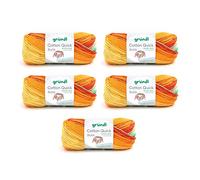 Gründl Laine Cotton Quick Batik - laine fine pour le crochet avec dégradé de couleurs - brillante et respectueuse de la peau - 100% coton - 5 pelotes 100 g / 260 m - taille d’aiguille 3-4 Bleu-vert