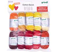 Gründl Laine Cotton Quick Mini Shades - laine fine pour crocheter de petites figurines - brillante et respectueuse de la peau - 100% coton - 10 mini-pelotes 15 g / 37 m - taille d’aiguille 3-4jaune
